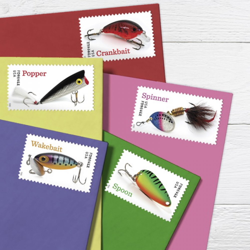 2025 Freshwater Fishing Lures Forever Stamps, Sheetof 20