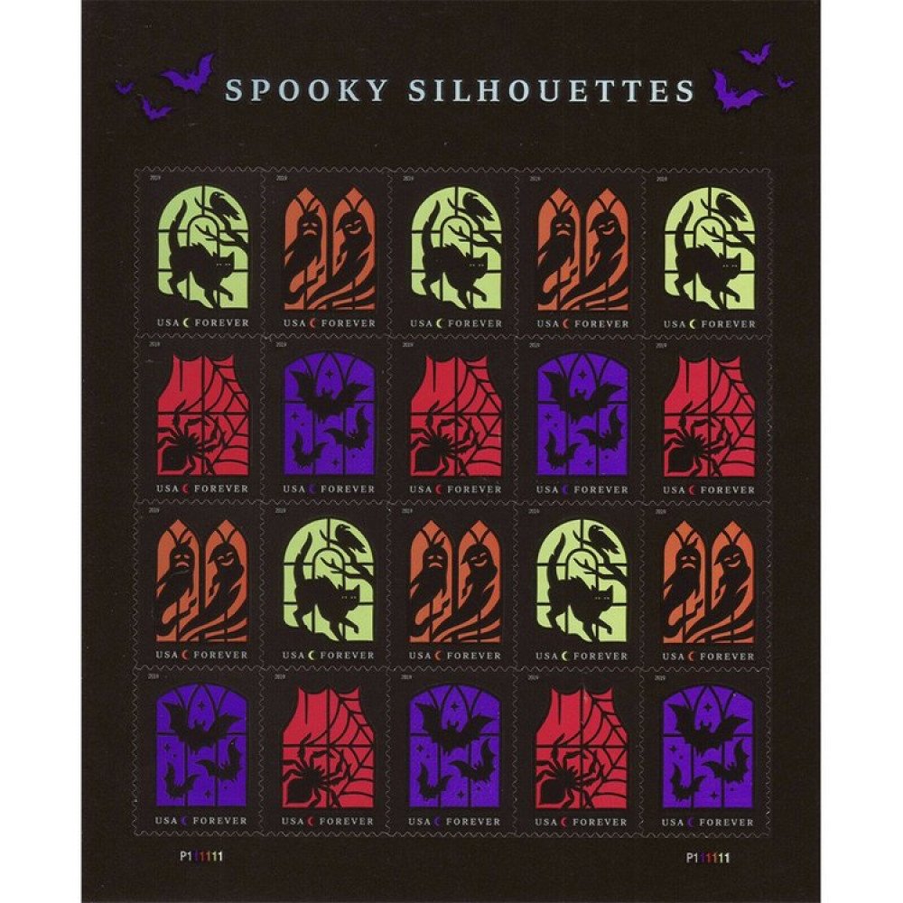 (2019) USPS Spooky Silhouettes Framed Forever Stamps