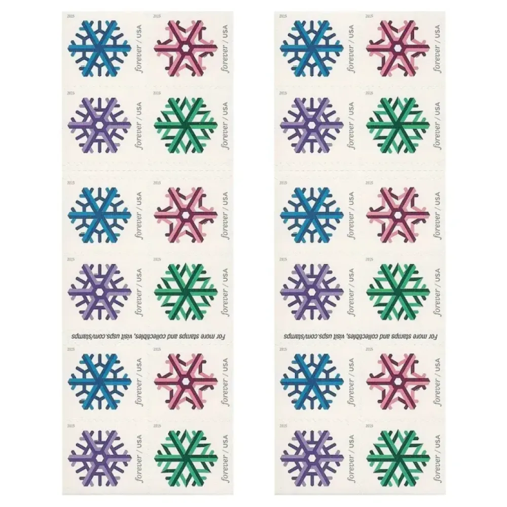 (2015) USPS Geometric Snowflakes Forever Postage Stamps