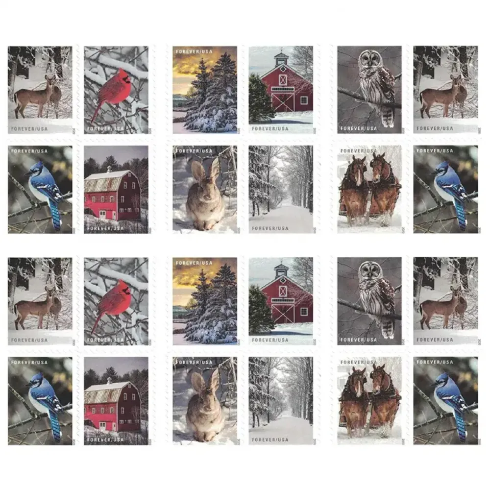(2020) USPS Winter Scenes First Class Forever Postage Stamps